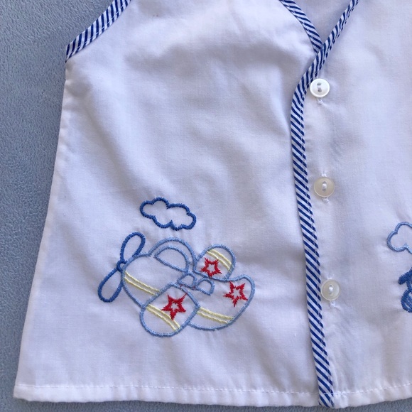 Baby Boy Sleeveless Shirt with Plane Embroidered - Picture 4 of 5